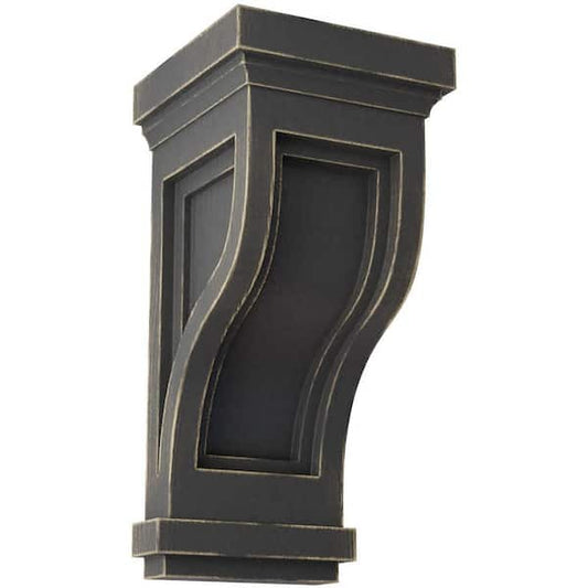 4-3/4 in. x 10 in. x 5 in. Black Traditional Recessed Wood Vintage Decor Corbel