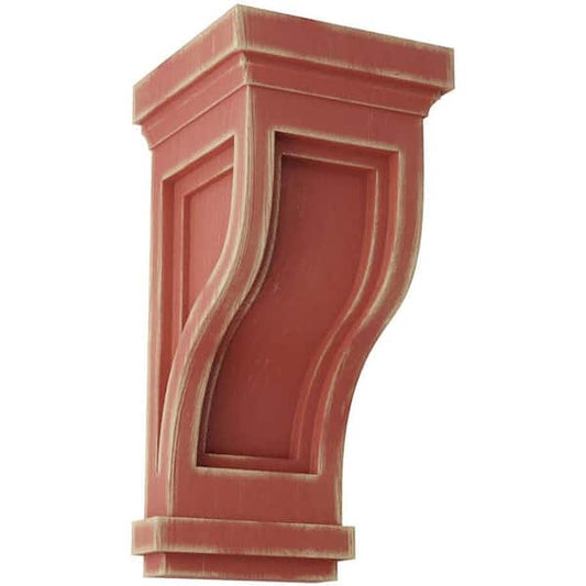 4-3/4 in. x 10 in. x 5 in. Salvage Red Traditional Recessed Wood Vintage Decor Corbel